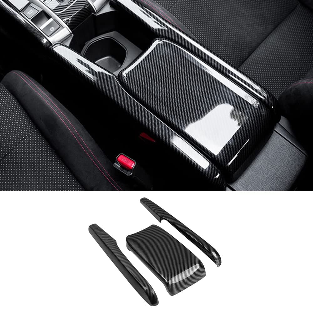 ATNVIDSG Center Console Armrest Box Panel Protect Decorate Covers Compatible with Honda Civic 10th Generation 20162021 Center Console Armrest Box Protective Cover Carbon Fiber Style 3PCS