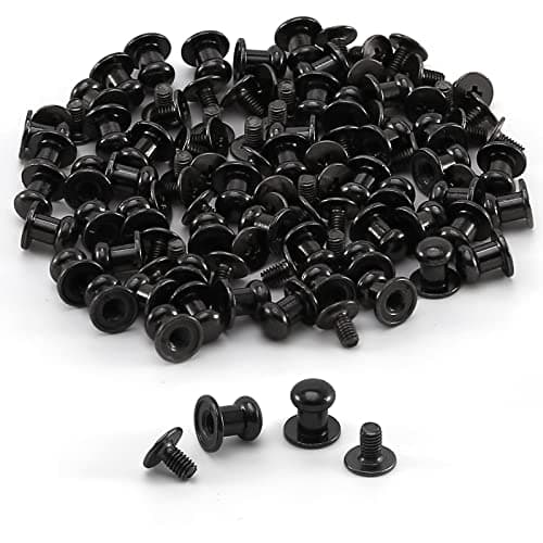 TiSuit 50 Sets Chicago Screws Round Head Button Cross Screw Stud Rivet for DIY Craft Leather Repairs Decoration Accessories Black6mm