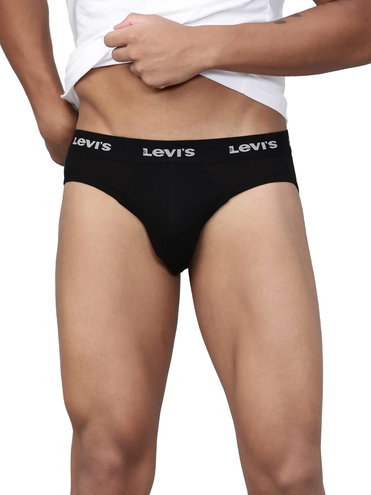 Levi's Men's Cotton 100 CA Regular Fit Solid Brief (Pack of 1) (#009-BRIEF-BLK-P1_Black_XL)