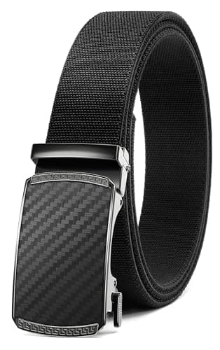CHAOREN Mens Belt Stretchable - Black Elastic Golf Nylon Web Adjustable Belt - for Casual Wear