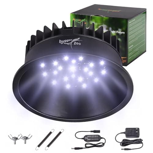 UVB Light for Reptiles, UVA UVB Reptile Light Fixture with Timer LED UVB Bulb for Bearded Dragon Gecko Turtle Chameleon Lizard Snake, Adjustable Brightness UVB Lamp for Reptile Tank Accessories, Black