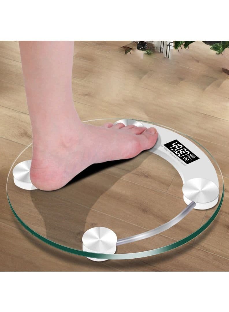 Round Electronic Weight Scale LCD Display Toughened Glass 180kg Gym Bathroom Smart Body Weighing Digital Scale Diameter 26/28cm