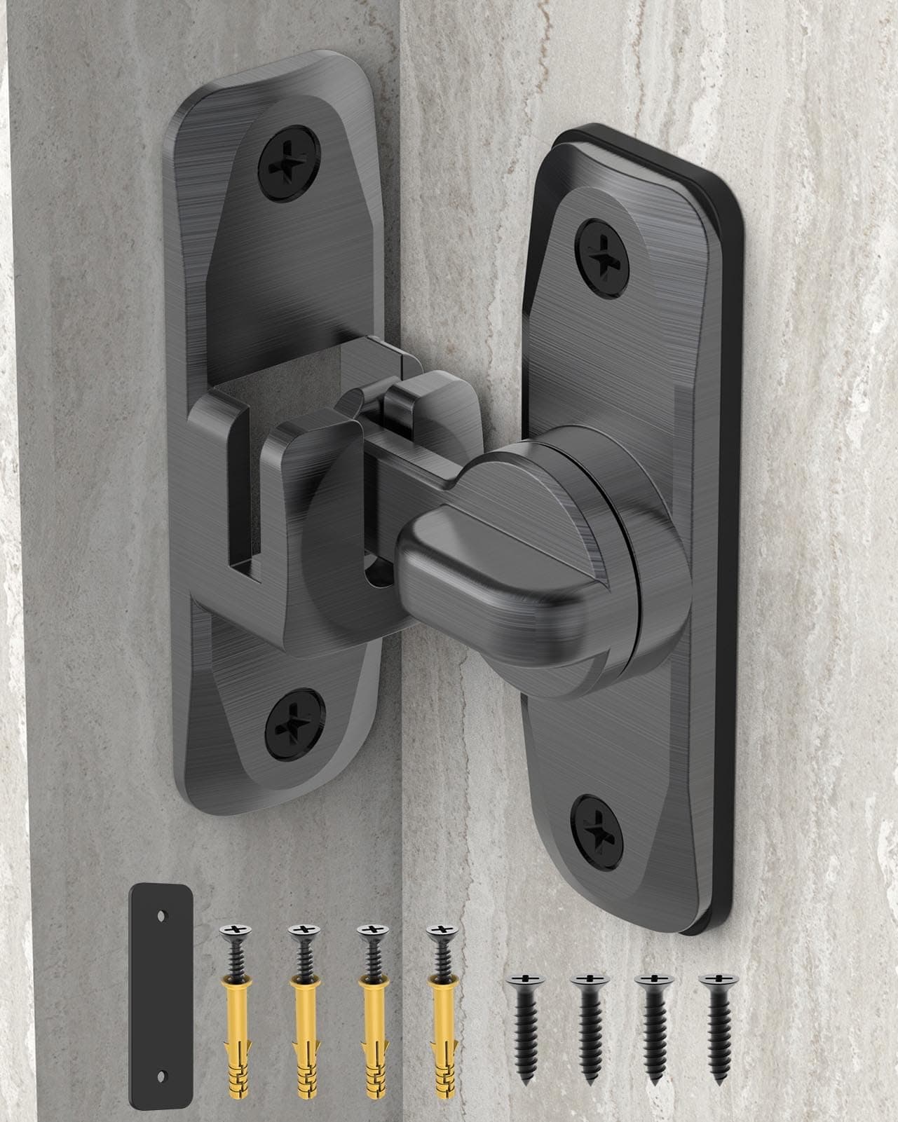 90180 Degree Barn Door Lock Small Flip Gate Latches Hardware Door Security Sliding Door Latch Lock fo Cabinets Barn Door Bathroom Gardenr Doors Grey1Pc