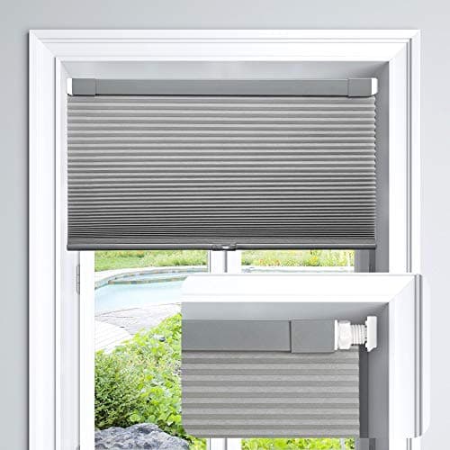 LazBlinds Cordless Cellular Shades No Tools No Drill Light Filtering Honeycomb Shades Pleated Blinds for Windows 30 W x 64 H Dovy Grey