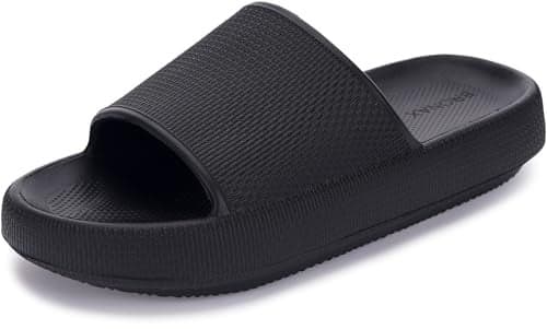 BRONAX Pillow Slippers for Women and Men | House Slides Shower Sandals | Cushioned Thick Sole 44-45 Black