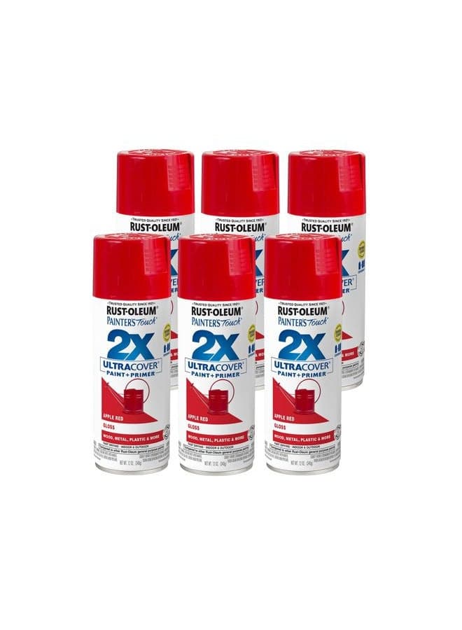 334024-6PK Painter's Touch 2X Ultra Cover Spray Paint, 12 oz, Gloss Apple Red, 6 Pack