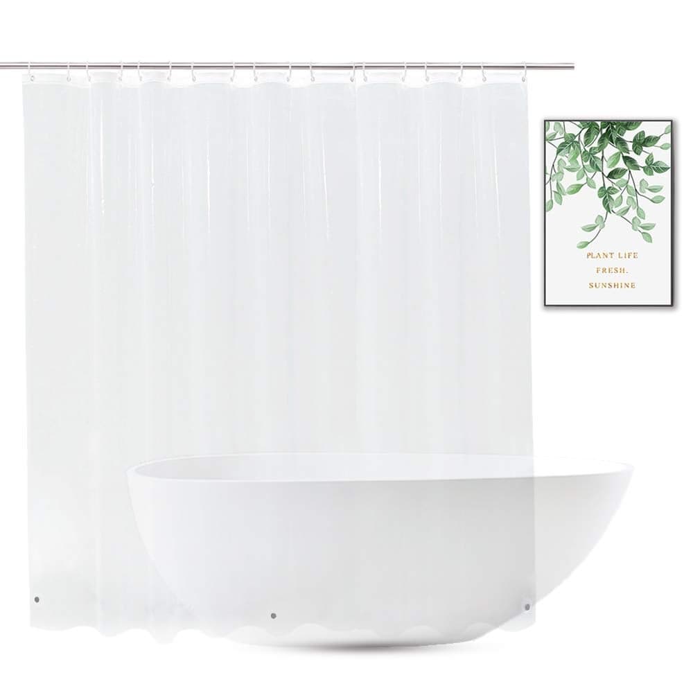 Extra Wide Shower Curtain Liner 108 x 72 Waterproof Heavy Duty Clear Vinyl Shower Liner for Bathroom and Bathtub 18 Plastic Hooks