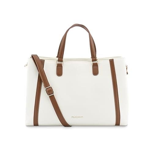 Fastrack Casual 14" Laptop Tote | Faux-Leather Women's Handbags |14" Laptop Tote for Workwear and College, White