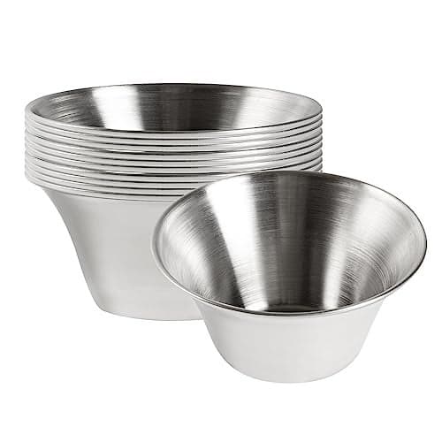 Restaurantware 6 Ounce Sauce Cups 10 Round Dip Cups - For Condiments And Individual Portions Stackable Silver Stainless Steel Dipping Cups Reusable Durable