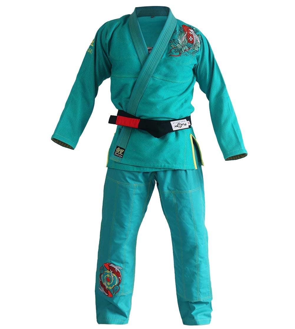 FLUORY Ladies Brazilian Jiu Jitsu Suit Female BJJ Gi Kimonos Women BJJ Uniform (BJJF20GREEN, F0)