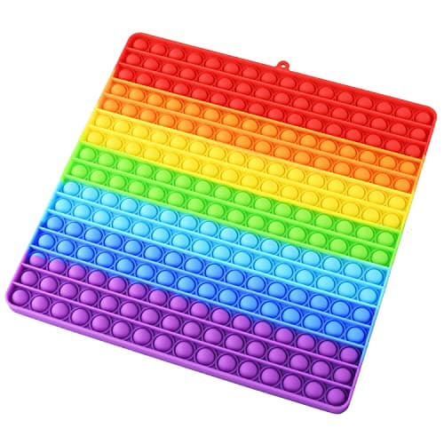 Mirenlife Large Size Pop Sensory Fidget Toys, Push Bubble Fidget Sensory Toys, 12 Inch, 256 Bubbles Jumbo Silicone Pressure Relieving Toys, Rainbow Color