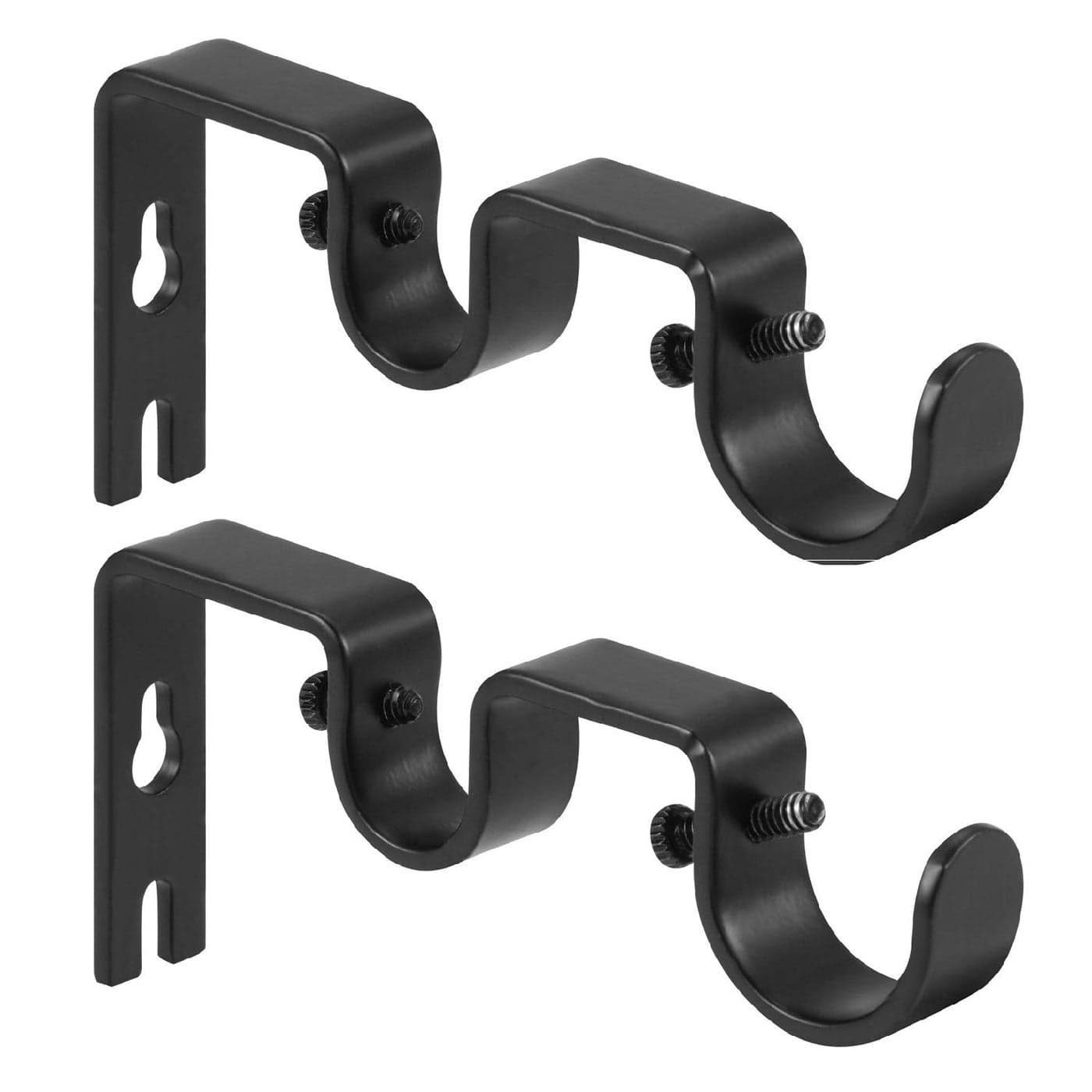 Anndason Heavy Duty Double Curtain Rod Brackets 1 58 Inch Rod Holders Set of 2 Black