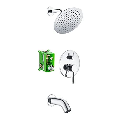 sumerain Tub and Shower Faucet Set with Valve Included, Shower System with Tub Spout Chrome