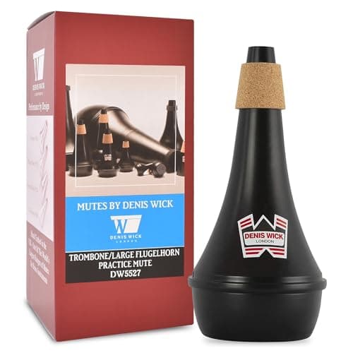 Denis Wick Practice Mute for Trombone or Large Flugelhorn, 5527 - Hand-Spun Aluminum Mute with Natural Cork - Brilliant Tone, Reliable Intonation -Great for Practice or Performance - 14 x 6 x 6 inches