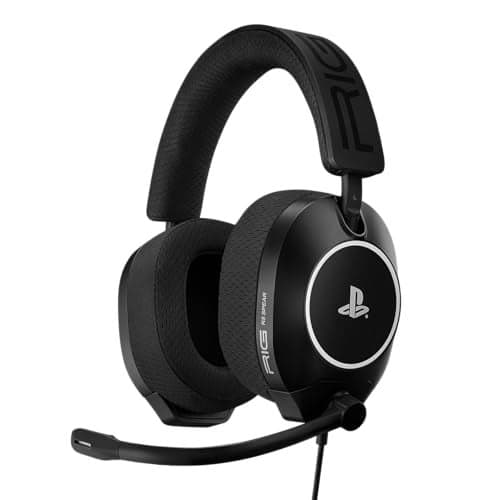 RIG R5 Spear PRO HS Wired Gaming Headset Officially Licensed for PlayStation, PS5, PS4, PC - 40mm Graphene Drivers, Tempest 3D Audio, Flip-to-Mute Mic, Memory Foam Cushions, 3.5mm -Black