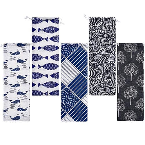 Tatuo 5 Pieces Straw Carrying Case Reusable Cutlery Pouch Portable Drawstring Bag Storage Travel Bag for Straws Knife Fork Spoonchopsticks Stainless Steelglasssilicone117 x 39 Inch