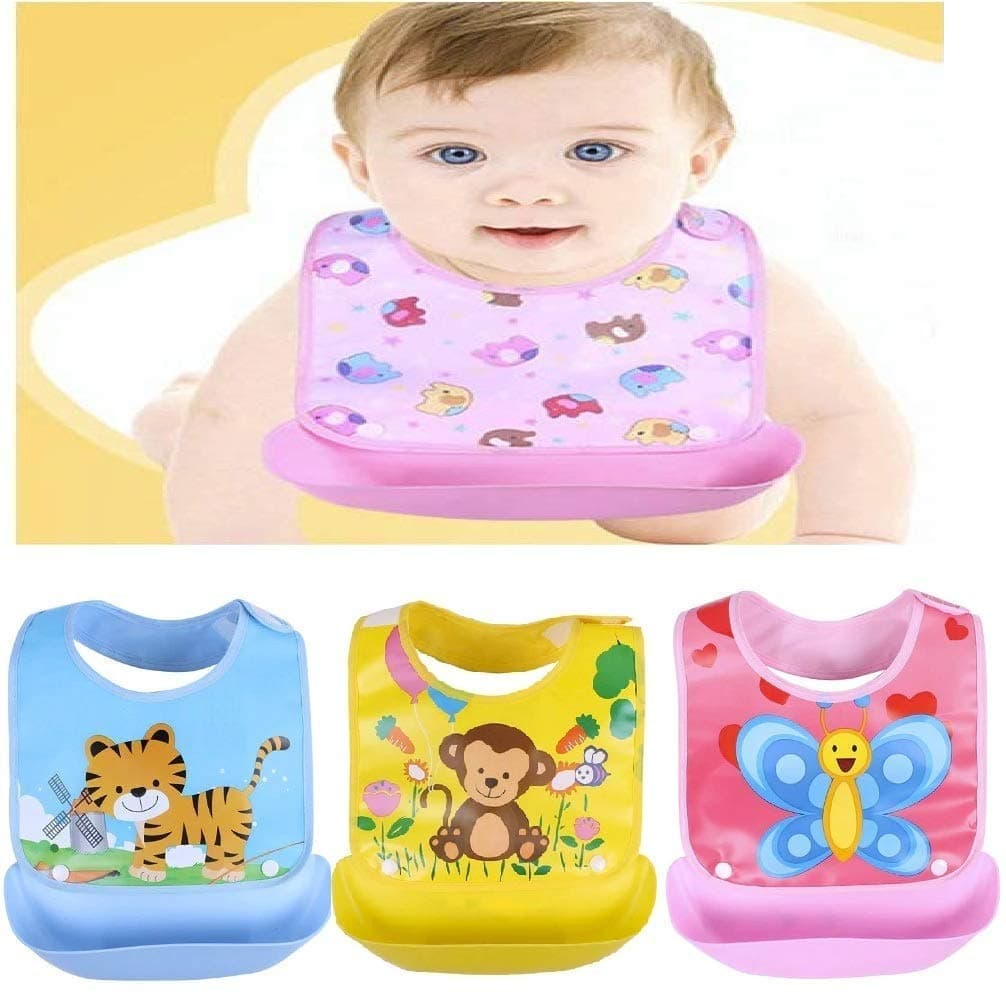 BabyGo Silicone Baby Feeding Bib with Pocket | Waterproof Food Catcher Bib for Babies, Infants & Toddlers | Adjustable Neck | Soft, Washable & Reusable | Ideal for Self Feeding & Weaning | Pack of 1