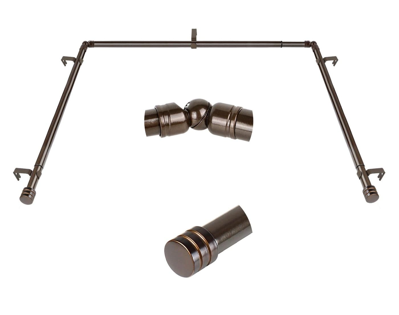 Bay Window Curtain Rods HOTOZON 1 Inch Heavy Duty Curtain Rods for Bay Windows 3672 InchCenter Rod 2036 Inch Side Rods for Windows Antique Bronze Decorative Drapery Rods with End Cap Finials