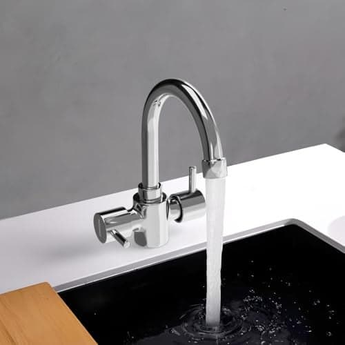 Johnson Bathrooms Coral Brass Center Hole Basin Mixer Faucet |Chrome Finish| High Pressure Resistant & Leak-Free| with 2 Braided Hoses| Provision for Hot & Cold Water| 10 Years Warranty