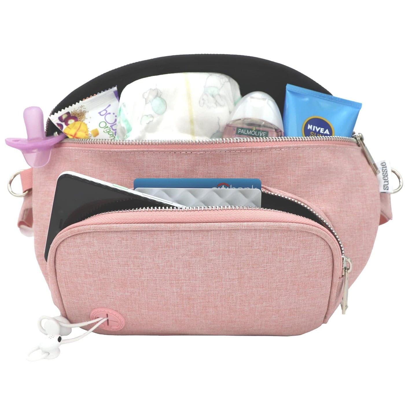 Suessie Fanny Pack Diaper Bag with Baby Changing Pad Waterproof Wipes Pocket Stroller Organizer