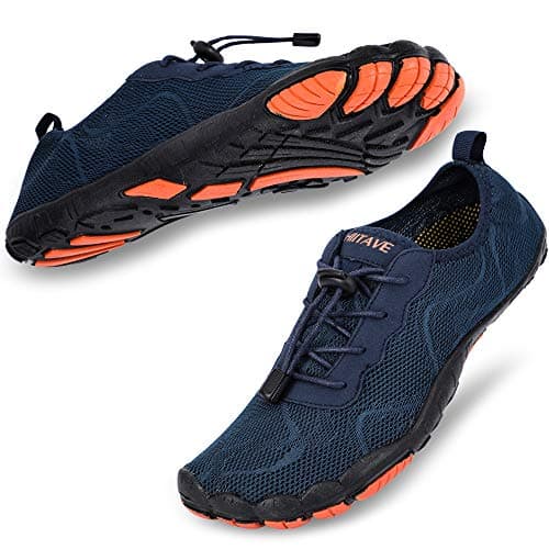 HIITAVE Men Water Shoes Barefoot Beach Aqua Socks Quick Dry for Outdoor Sport Hiking Swiming Surfing Navy 7 M US Men