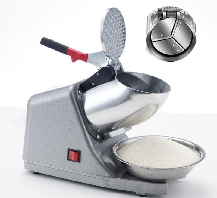 XENGVA Ice Crusher Machine Electric Ice Shaver Prevent Splash Electric 3 Blades Snow Cone Maker Stainless Steel Ice HandCranked for Kitchen Gadgets Ice Blender