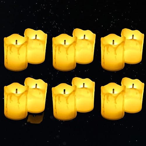 VERVENIX Acrylic LED Tea Light Flameless & Smokeless Melting Lights, Battery Operated Tea Light Perfect for Festive Home Decoration, Diwali (Pack of 12, Yellow, 5 cm)