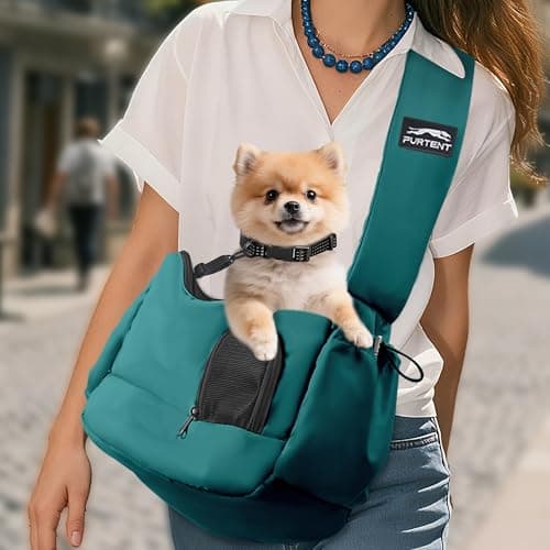 Dog Carrier Sling for Small Dogs Cats HandFree Puppy Sling Purses with Storage Bag and Adjustable Shoulder Strap Pet Sling Carrier Up to 88 Lbs Blue