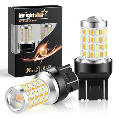 iBrightstar Super Bright 7443 7444NA Switchback LED Bulbs with Projector Replacement for Daytime Running LightsDRL and Turn Signal Lights Ice BlueAmber