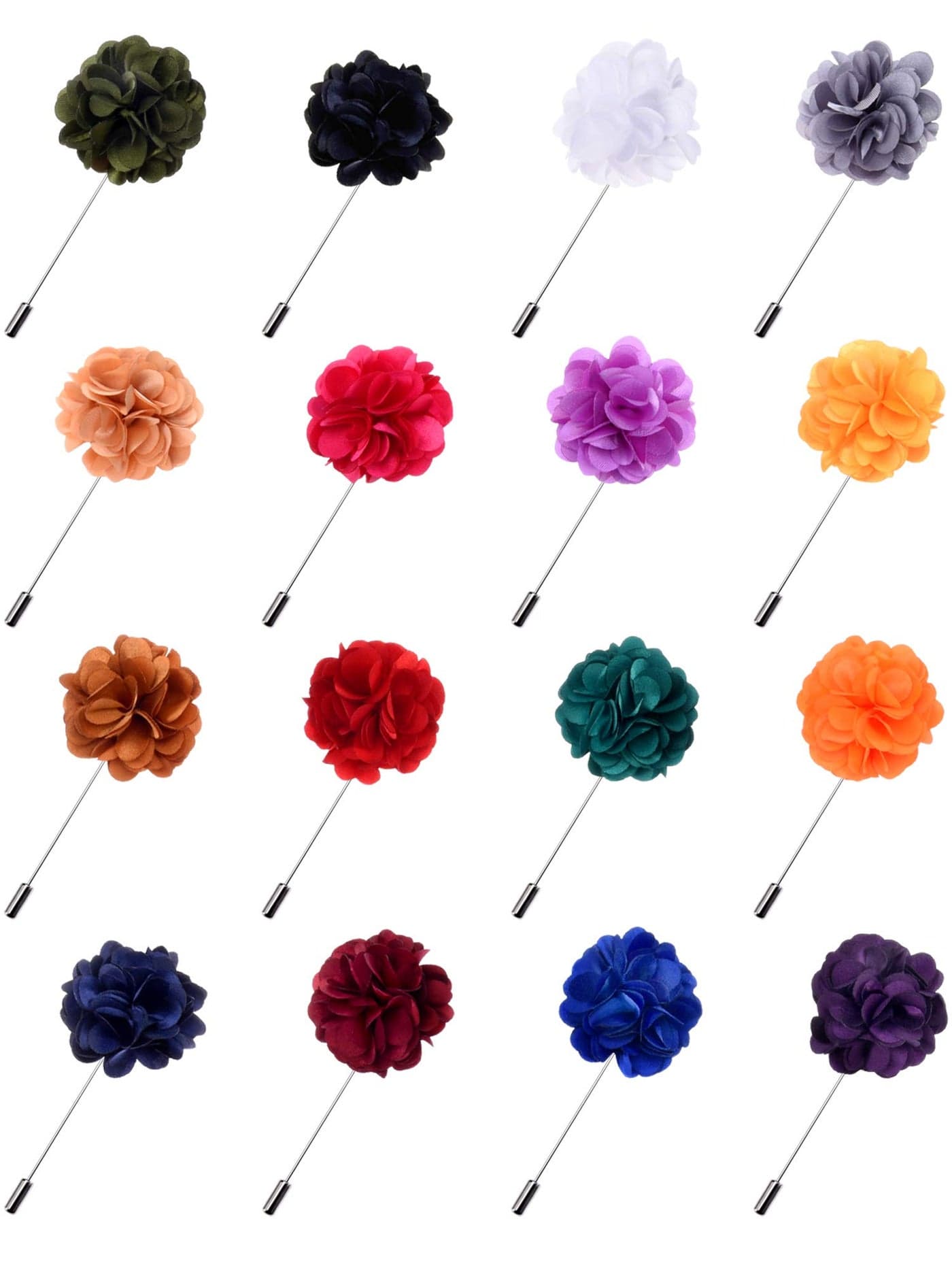 Panfanrel 16 Pieces Flower Mens Lapel Pins Handmade Satin Boutonniere Pin for Suit Wedding Groom with a BoxMulticolor 2