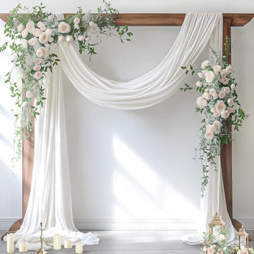 Socomi Wedding Arch Draping Fabric 1 Panel 29" x 19Ft Ivory Sheer Chiffon Curtain Drapes 6 Yards for Wedding Ceremony Birthday Party Decoration