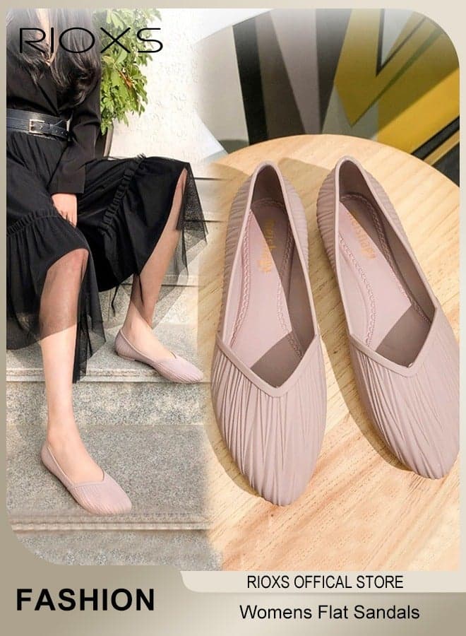Women's Flats Shoes, Fashion Wrinkle Surface Dress Shoes, Women's Comfort Shoes, Low Wedge Shoes for Ladies, Slip-On Everyday Pointed Toe Shoes, Lady's Metro Elegant Flats, Softable Slip-ons Casual Work Office Shoes, Pink Flats Womens Footwear