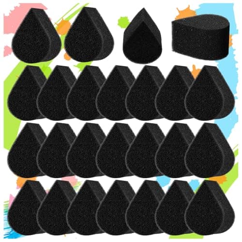 25 Pcs Face Paint Sponges for Kids and Adults Face Painting Droplet Shaped Facial Makeup Use Paint Sponges Black Facial Painting Kit Professional for Valentines Day Gifts Halloween Make Up Supply