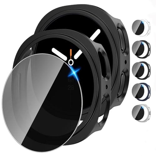 Tensea 55Pack for Samsung Galaxy Watch 8 Screen Protector Case 44mm Accessories Hard PC BumperHD AntiFog Tempered Glass Protective Film Face Cover Set Galaxy Watch 8 Case for Women Men