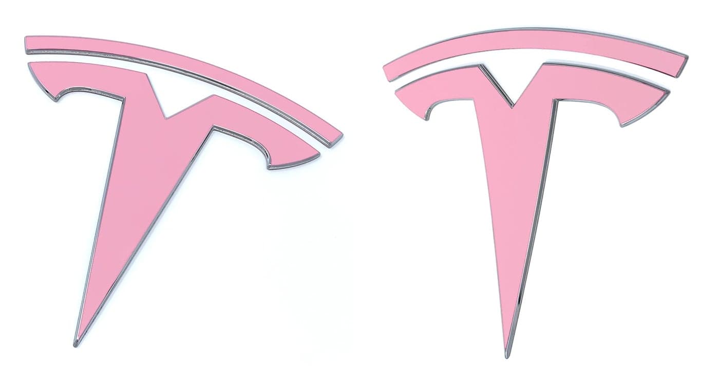 Custom Cut Graphics Logo Decal Overlay Stickers for Tesla Model 3 2017 to 2023 Standard Wrap 2pc Set Satin Pink