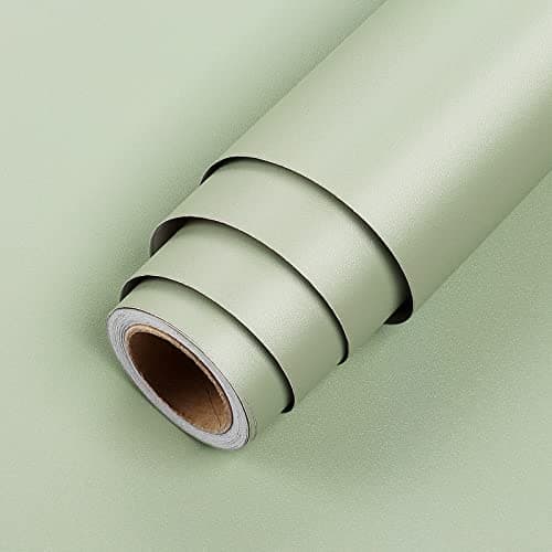 LaCheery Sage Green Wallpaper Stick and Peel 12"x160" Sage Green Peel and Stick Wallpaper Solid Color Textured Contact Paper for Cabinets Walls Waterproof Removable Wall Paper Self Adhesive Vinyl Wrap