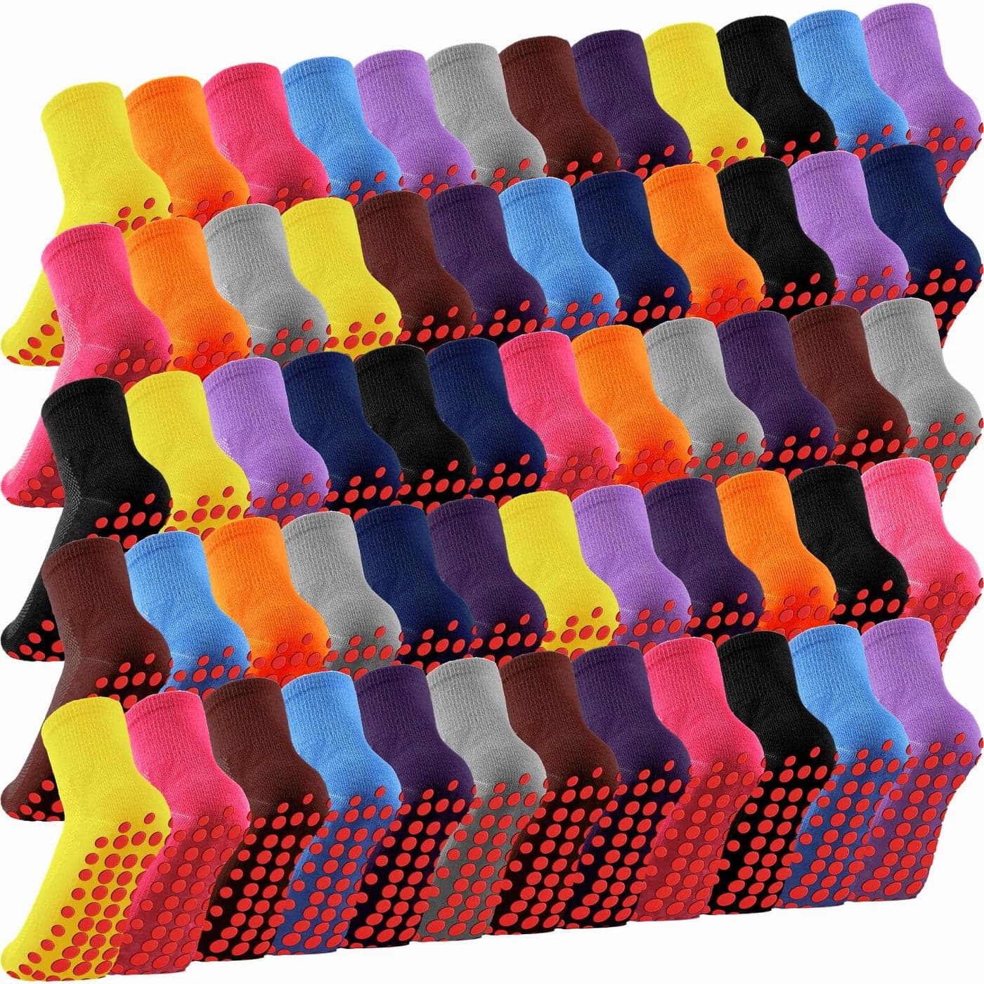 30 Pairs Non Slip Socks Non Skid Socks with Grips for Elderly Yoga Hospital Cushioned Sole Gripper for Men Women 10 Colors