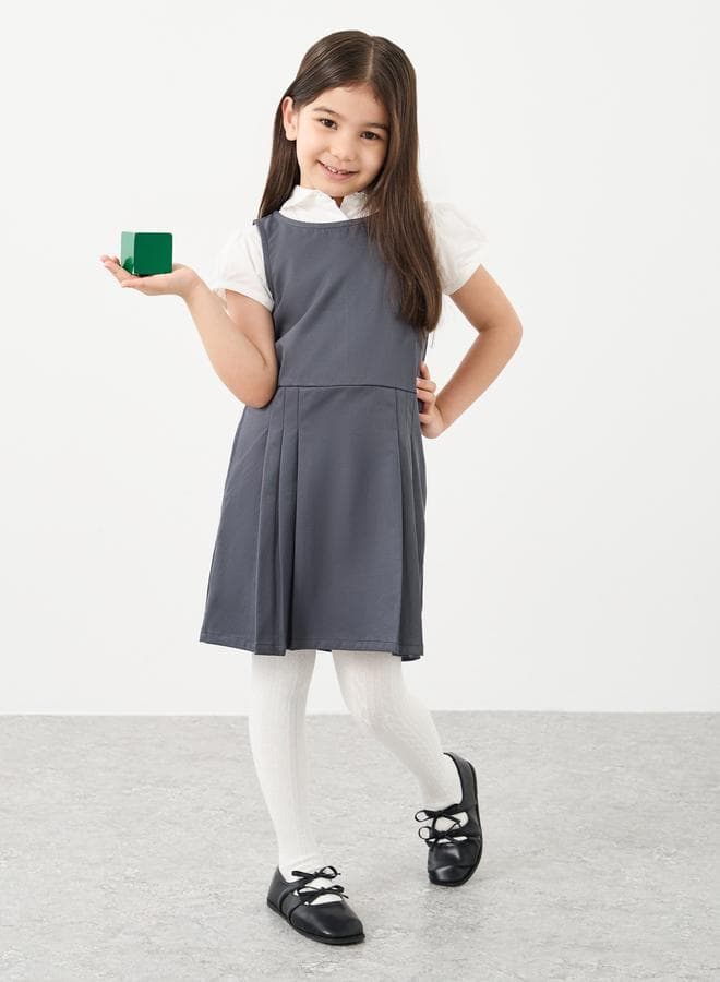 Girls School Uniform Grey Pinafore Dress With Side Pocket