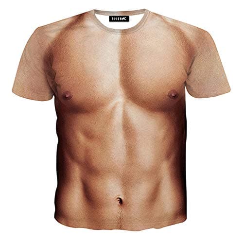 JIAYIQI Men's Round Neck Funny Muscle Graphic Tees Comfort Crewneck T-Shirts XXL