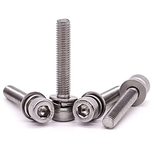 M3 x 20mm 100 PCS Socket Head Cap Screws with Flat Washer and Lock Washers, 304 Stainless Steel 18-8, Bright Finish, Full Thread, DIN912