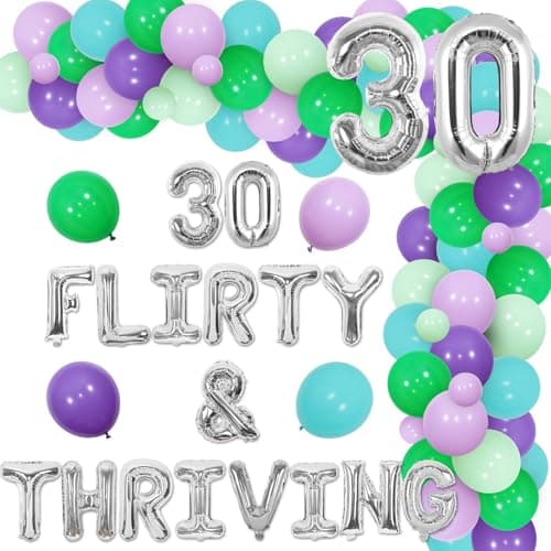 Balterever 30 Flirty and Thriving Birthday Decoration 30 Flirty Thriving Balloon Banner 30th Balloon Garland Kit Flirty Thirty Birthday Decors Dirty Happy 30th Birthday Supplies