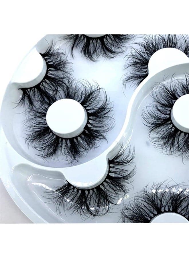 5 Pairs False Eyelashes Cat-Eye Fluffy Faux Mink Lashes 8D Wispy Lashes Dramatic Long Thick Volume Fake Eye Lash(WX-28)