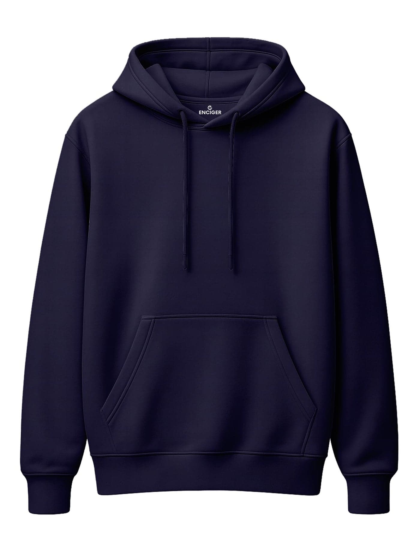 ENCIGER Men’s Solid Hoodie | 100% Cotton Fleece Warm Sweatshirt with Kangaroo Pocket & Adjustable Hood | Regular Fit Winter Wear for Men Navy, L