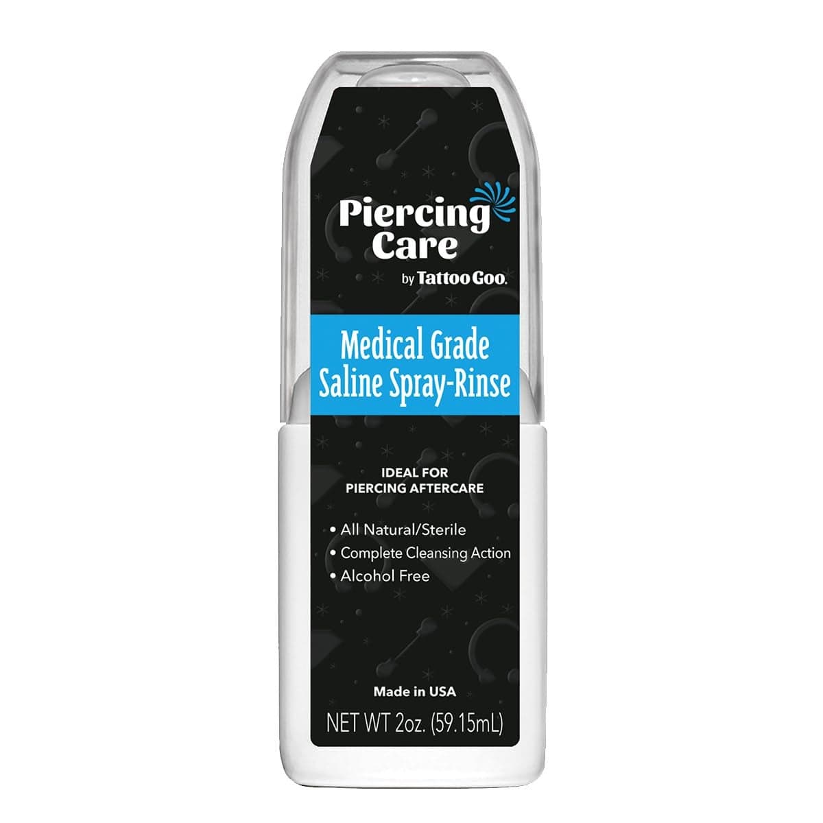 Tattoo Goo Medical Grade SalineSpray Rinse Medical Grade Sterile Aftercare Spray Rinse For Piercings Safely Clean Disinfect Heal with Sodium Chloride 999 2 oz
