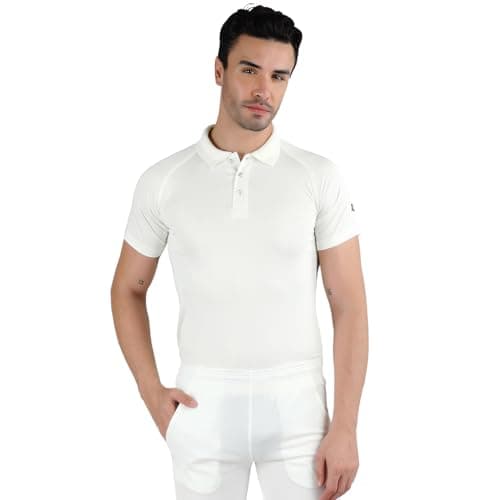 DSC Atmos Half Sleeve Polyester Cricket T-Shirt Size 26 (White/Navy)
