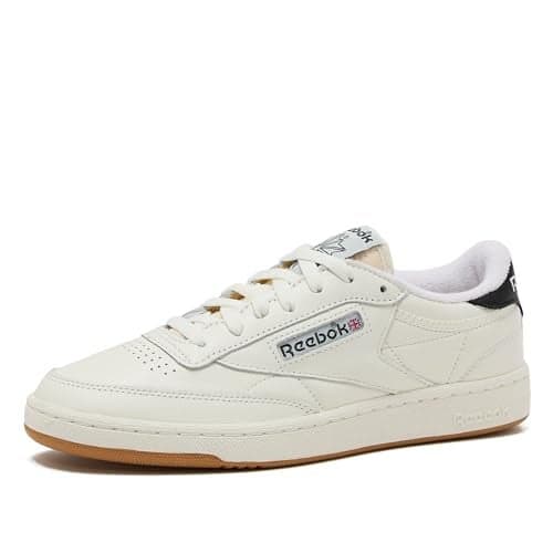 Reebok Club C Vintage Tennis Sneakers for Men, Casual White Mens Shoes, Size 7 to 15, Chalk/Black/Gum, 6.5