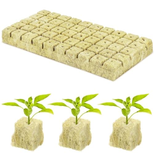 HASTHIP® 50Pcs Seed Starter Rockwool, 1 Inches Hydroponic Growing Cubes for Germination & Cloning, High-Density Stonewool Starter Plugs for Soil-Free Gardening, Great for Vegetables, Herbs