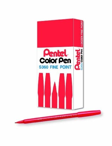 Pentel Arts Color Pen Red Box of 12 S360102