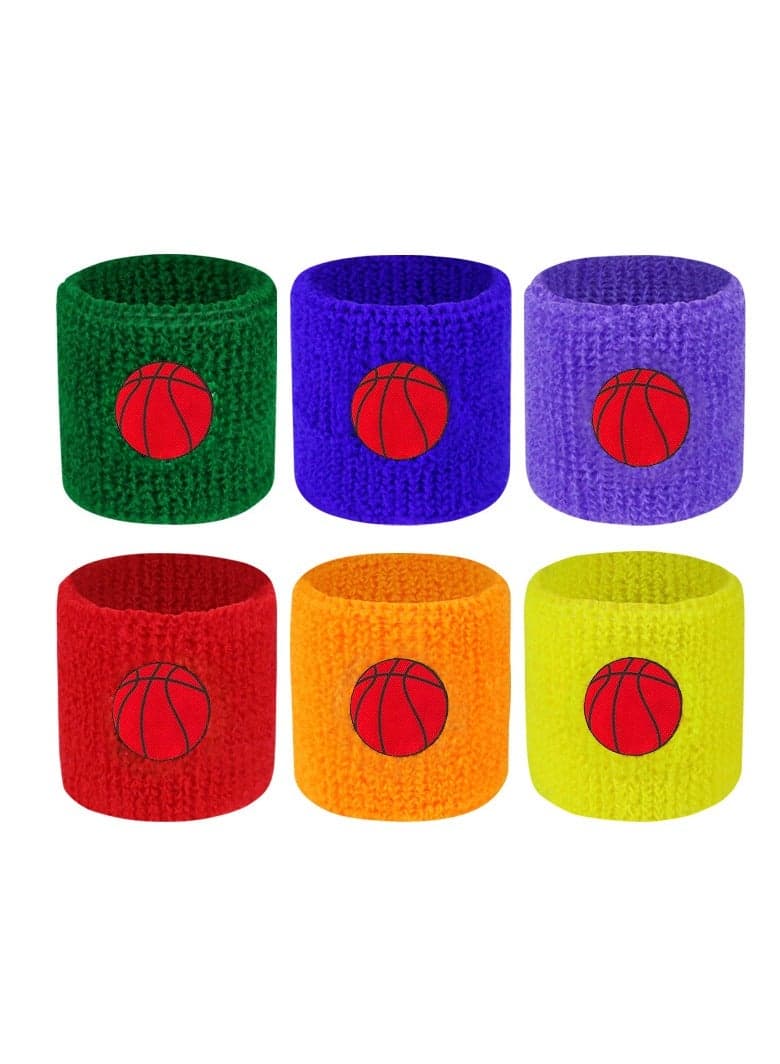 6 Pack Kids Sports Wristbands: Colorful Wristbands Sweatbands, Football Wristbands, Sports Party Gifts, Sports Wristbands Fitness Sports Protective Gear
