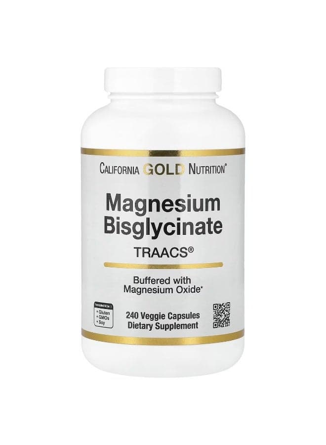 California Gold Nutrition, Magnesium Bisglycinate Chelate, Albion TRAACS®, 240 Veggie Capsules (100 mg per Capsule)